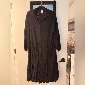 H&M Black Button-Front Maxi Dress